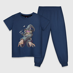 Пижама хлопковая детская Чародей тусовщик, цвет: тёмно-синий