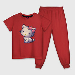 Пижама хлопковая детская Кыська, цвет: красный
