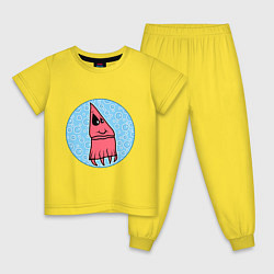 Пижама хлопковая детская Кальмарчик в пузырях, цвет: желтый