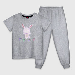 Пижама хлопковая детская Милый Крольчонок На Цирковом Шоу, цвет: меланж