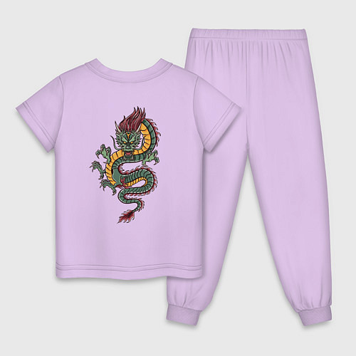 Детская пижама Зелёный китайский дракон Lun / Лаванда – фото 2