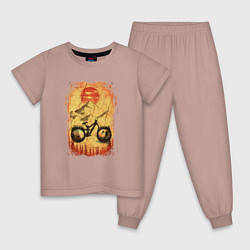 Пижама хлопковая детская Vintage extreme enduro, цвет: пыльно-розовый