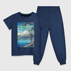 Пижама хлопковая детская Mount Fuji from Lake Yamanaka Гора Фудзи, цвет: тёмно-синий