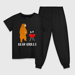 Пижама хлопковая детская Bear Grills Беар Гриллс, цвет: черный