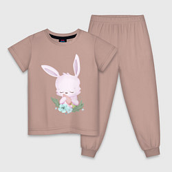 Детская пижама Милый Крольчонок С Морковкой И Цветами