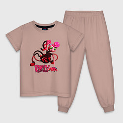 Пижама хлопковая детская POPPY PLAYTIME - Мама длинные ноги Mommy long legs, цвет: пыльно-розовый