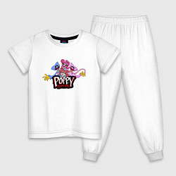 Пижама хлопковая детская Poppy Playtime Mommy Long Legs, Huggy, Kissy, Popp, цвет: белый