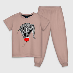 Детская пижама Слон зебра на воздушном шаре