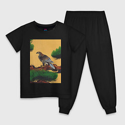 Пижама хлопковая детская Pine and Eagle Орёл, цвет: черный