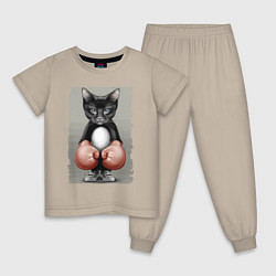 Детская пижама Крутой котяра в боксёрских перчатках Cool cat in b