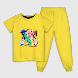Пижама хлопковая детская ВЕСЕЛЫЕ МОНСТРИКИ FUNNY MONSTERS, цвет: желтый