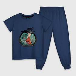 Пижама хлопковая детская Хорнет и ткачи, цвет: тёмно-синий