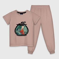 Пижама хлопковая детская Хорнет и ткачи, цвет: пыльно-розовый