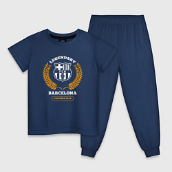 Пижама хлопковая детская Лого Barcelona и надпись Legendary Football Club, цвет: тёмно-синий