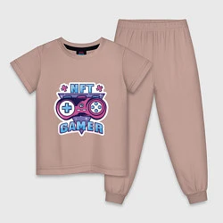 Пижама хлопковая детская NFT GAMER, цвет: пыльно-розовый