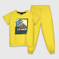 Пижама хлопковая детская Больше трейлов, цвет: желтый