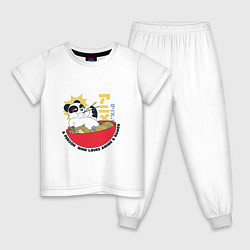 Пижама хлопковая детская Человек который любит Аниме и Рамен Панда, цвет: белый