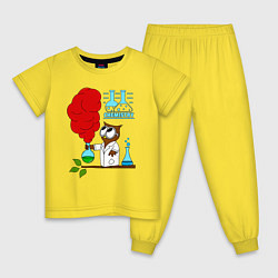 Пижама хлопковая детская Сова химик, цвет: желтый