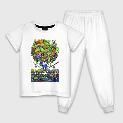 Пижама хлопковая детская Crazy Dave plants, цвет: белый
