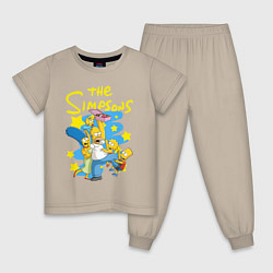 Пижама хлопковая детская The SimpsonsСемейка Симпсонов, цвет: миндальный