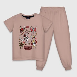 Пижама хлопковая детская STRANGER THINGS HFC, цвет: пыльно-розовый