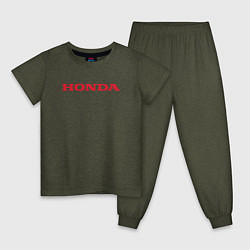 Пижама хлопковая детская HONDA ХОНДА LOGO спина, цвет: меланж-хаки