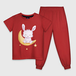 Детская пижама Милый Крольчонок Сидит На Месяце