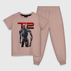 Пижама хлопковая детская Terminator 2 - T800, цвет: пыльно-розовый