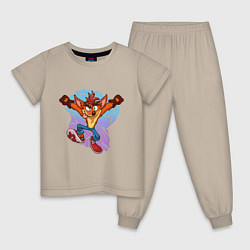 Пижама хлопковая детская Crash Bandicoot - Its About Time, цвет: миндальный