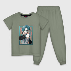 Пижама хлопковая детская Hatsune Miku Drain, цвет: авокадо