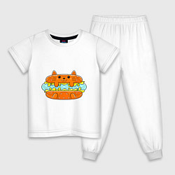 Пижама хлопковая детская CAT BURGER, цвет: белый