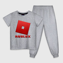 Пижама хлопковая детская ROBLOX логотип красный градиент, цвет: меланж