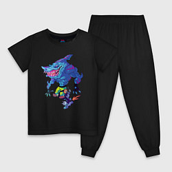 Пижама хлопковая детская Cool shark on roller skates, цвет: черный