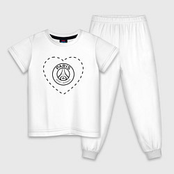 Пижама хлопковая детская Лого PSG в сердечке, цвет: белый