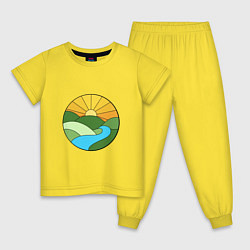 Пижама хлопковая детская Поле солннце, цвет: желтый