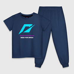 Пижама хлопковая детская Символ Need for Speed в неоновых цветах, цвет: тёмно-синий