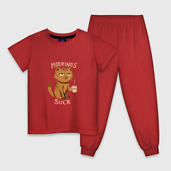 Пижама хлопковая детская Утро Отстой, цвет: красный