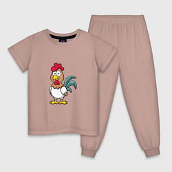 Пижама хлопковая детская Милый Петушок, цвет: пыльно-розовый