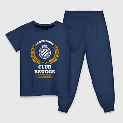 Пижама хлопковая детская Лого Club Brugge и надпись Legendary Football Club, цвет: тёмно-синий