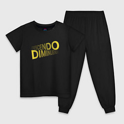 Пижама хлопковая детская Crecsendo diminuendo, цвет: черный