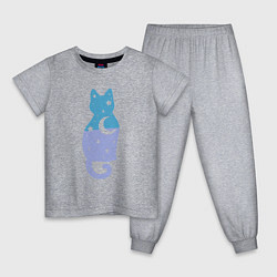 Пижама хлопковая детская Night - Cat, цвет: меланж