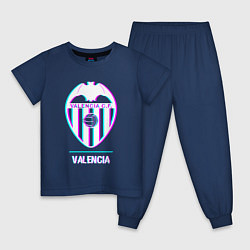 Пижама хлопковая детская Valencia FC в стиле Glitch, цвет: тёмно-синий