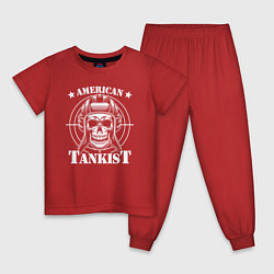 Пижама хлопковая детская Американский танкист, цвет: красный