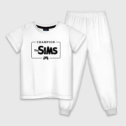 Пижама хлопковая детская The Sims Gaming Champion: рамка с лого и джойстико, цвет: белый