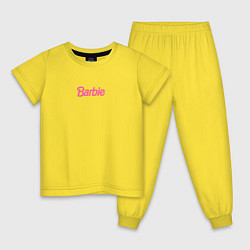 Пижама хлопковая детская Barbie mini logo, цвет: желтый