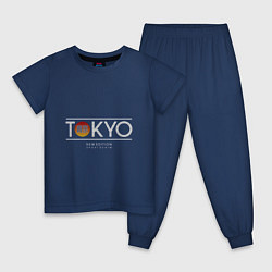 Пижама хлопковая детская Tokyo Токио, цвет: тёмно-синий