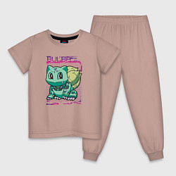 Пижама хлопковая детская Механический бульбазавр, цвет: пыльно-розовый