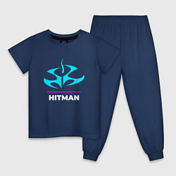 Пижама хлопковая детская Символ Hitman в неоновых цветах, цвет: тёмно-синий