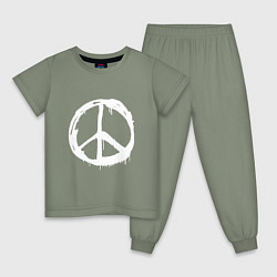 Пижама хлопковая детская Pacific symbol white, цвет: авокадо