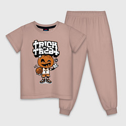 Пижама хлопковая детская Кошелёк или жизнь - хэллоуин, цвет: пыльно-розовый